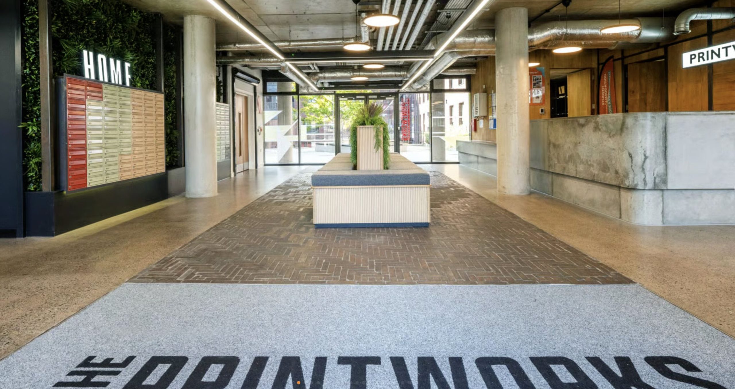 Refurbished student accommodation at The Printworks Exeter by Inspired Projects featuring the reception Refurbished student accommodation at The Printworks Exeter by Inspired Projects featuring the reception